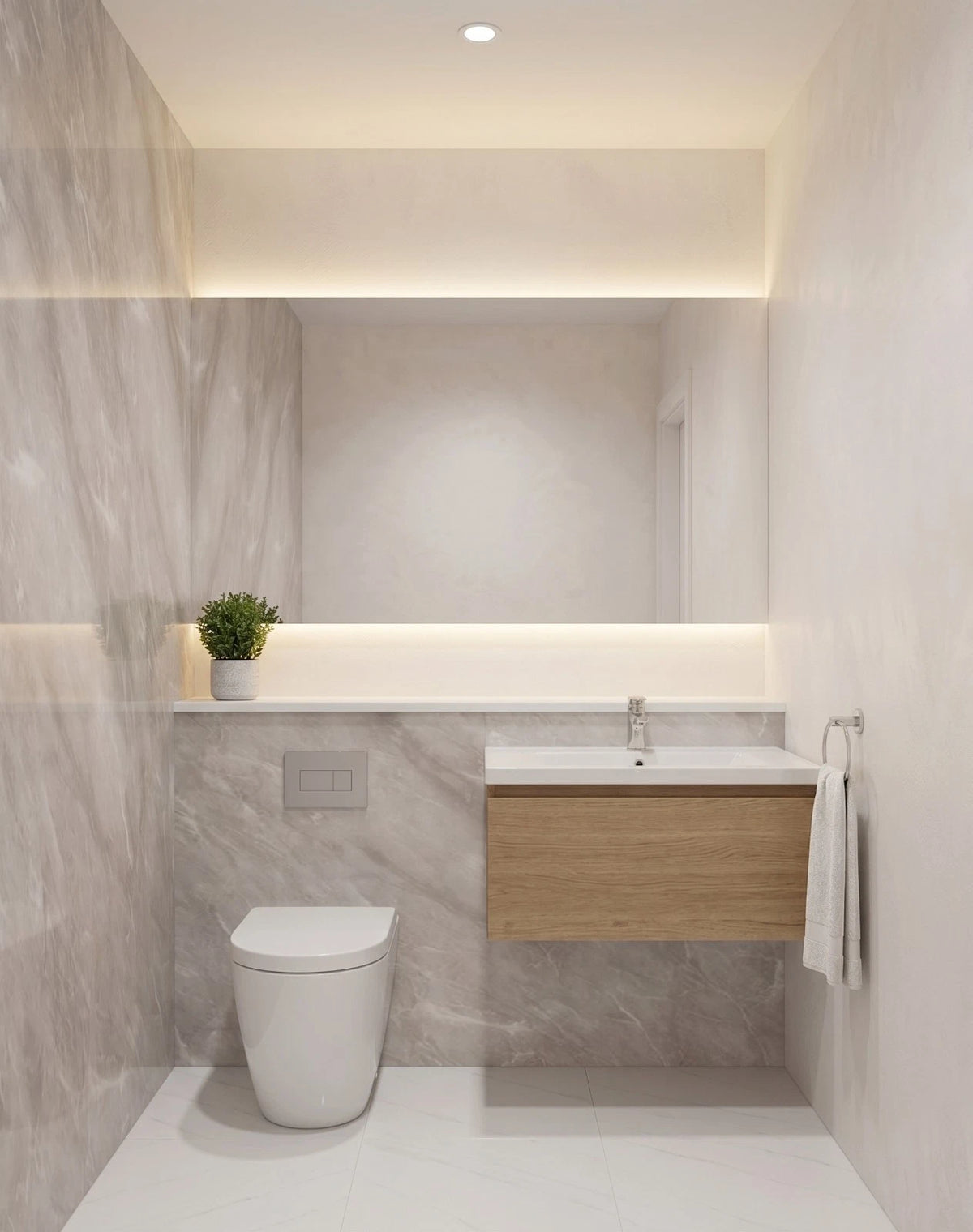 PVC Wall Panel Grey Concrete Marble Matt – Waterproof Shower & Bathroom Wall Cladding 1000×2400mm Single Panel