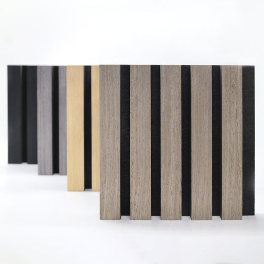 Acoustic slat wall panel sample pack - 4 colour comparison